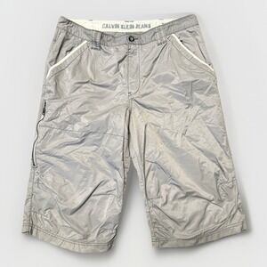 Vintage Calvin Klein Shorts Mens 38 Gray Baggy Skater 90s y2K Nu Metal 15.5" Ins